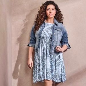 Torrid Blue Floral High Neck  Summer Dress